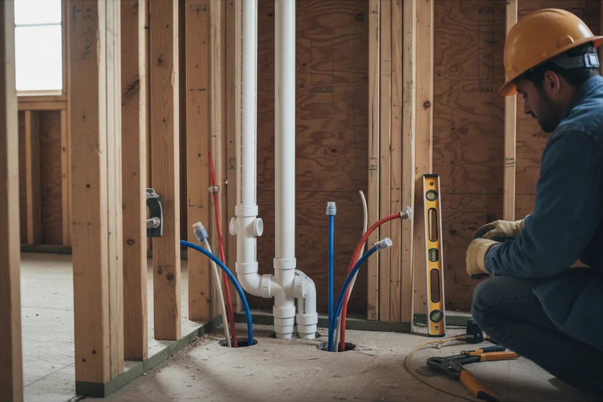 Drain and supply rough-in during Garbage Disposal Repair in Unionville Center