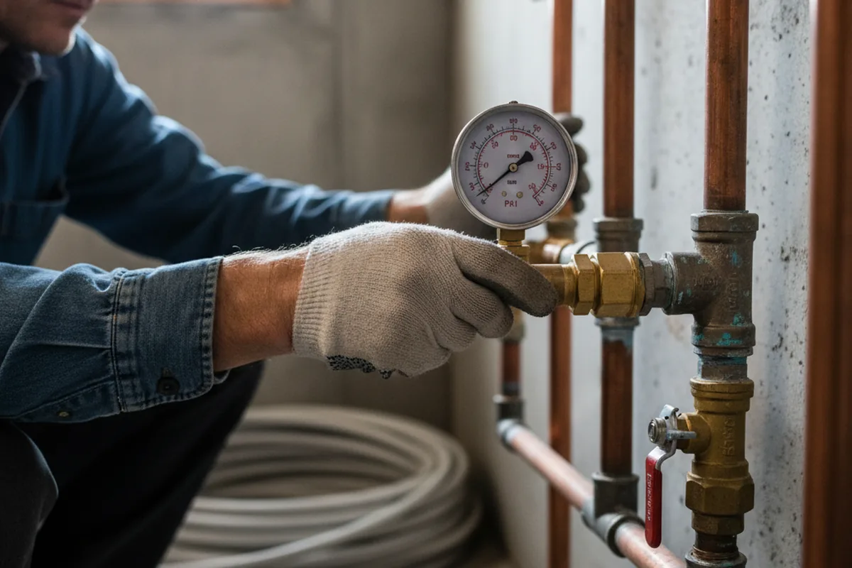 Pressure testing a repaired line during Water Line Repair in Unionville Center